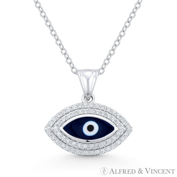 Evil Eye CZ Charm Crystal Pendant Turkish Nazar Greek Sterling Silver Necklace Evil Eye CZ Charm Crystal Pendant Turkish Nazar Greek Sterling Silver Necklace